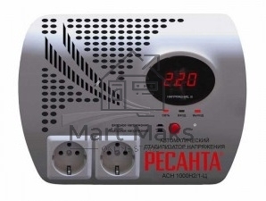 Стабилизаторы напряжения Ресанта АСН-1 000 Н2/1-Ц 63/6/13 Стабилизатор 2 роз, 220В±8%, Габариты 260х200х110, Вес 3,7кг
