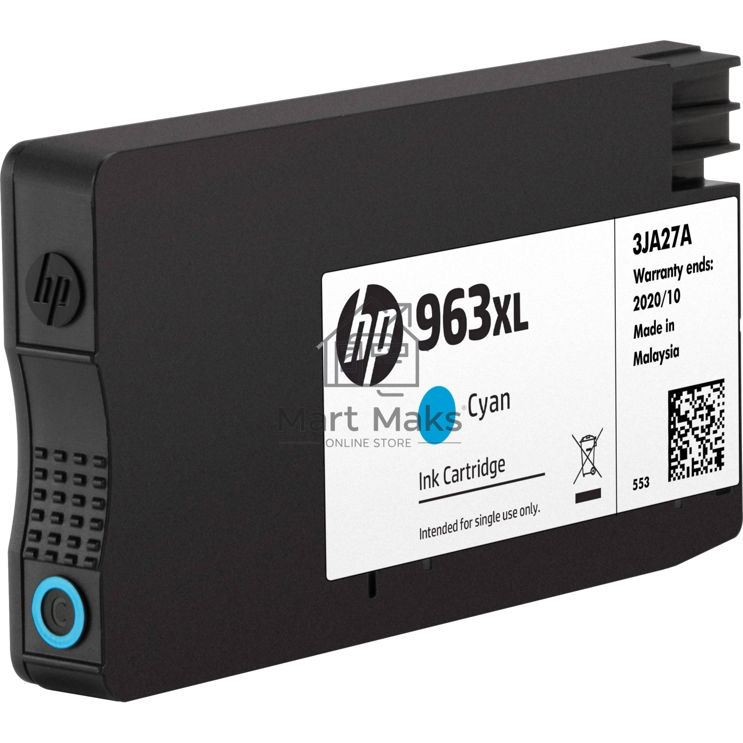 Картридж струйный HP 963XL 3JA27AE голубой увеличенной ёмкости (1600 стр) для HP OfficeJet Pro 9010, 9013, 9020, 9023