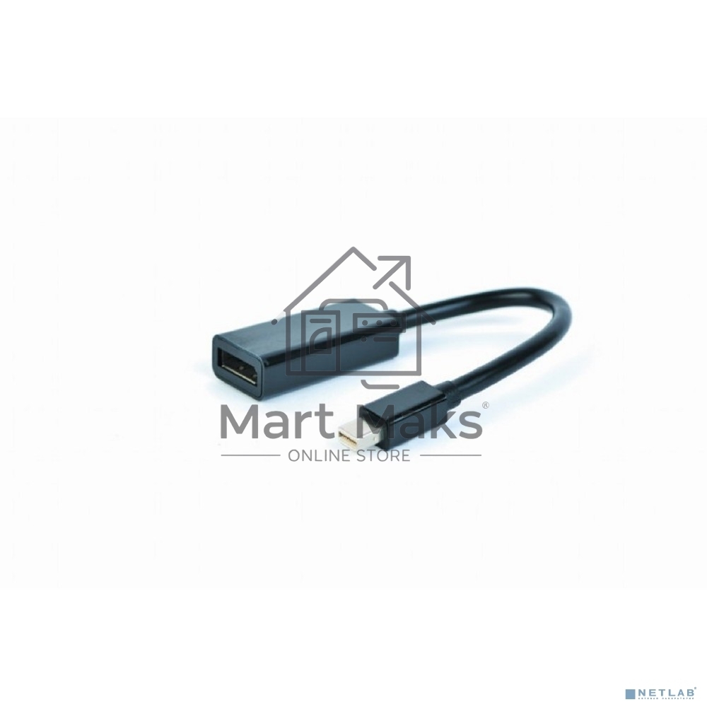 Переходник miniDisplayPort - DisplayPort, Cablexpert A-mDPM-DPF-001, 20M/20F, длина 16см, черный, пакет
