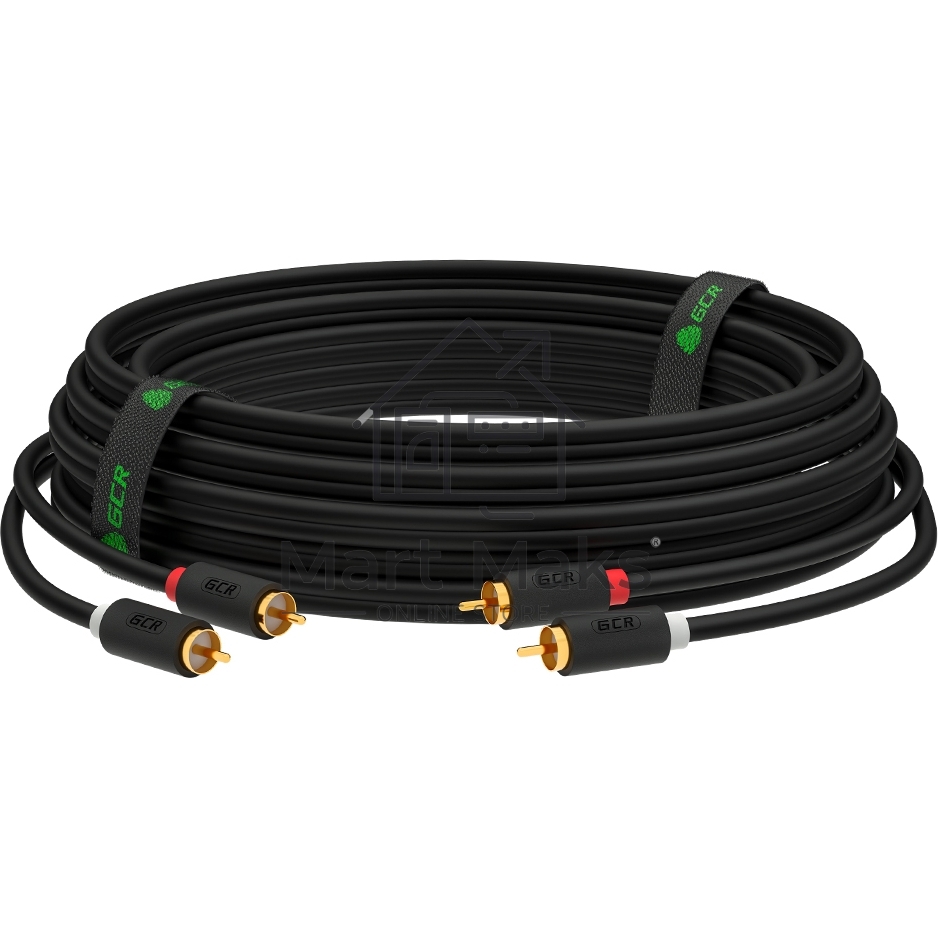 Кабель Greenconnect GCR-53116 5.0m аудио 2 х RCA / 2 х RCA, GOLD, черный