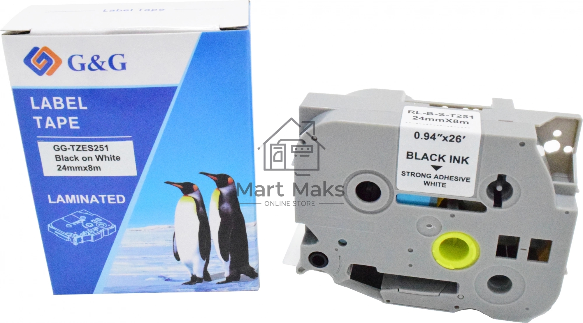 Картридж ленточный G&G GG-TZES251 черный на белом 24x8 для Brother 1010/1280/1280VP/2700VP