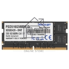 Оперативная память Patriot Signature, DDR5, 16GB (1x16 GB), 5600 MHz, CL46, SO-DIMM
