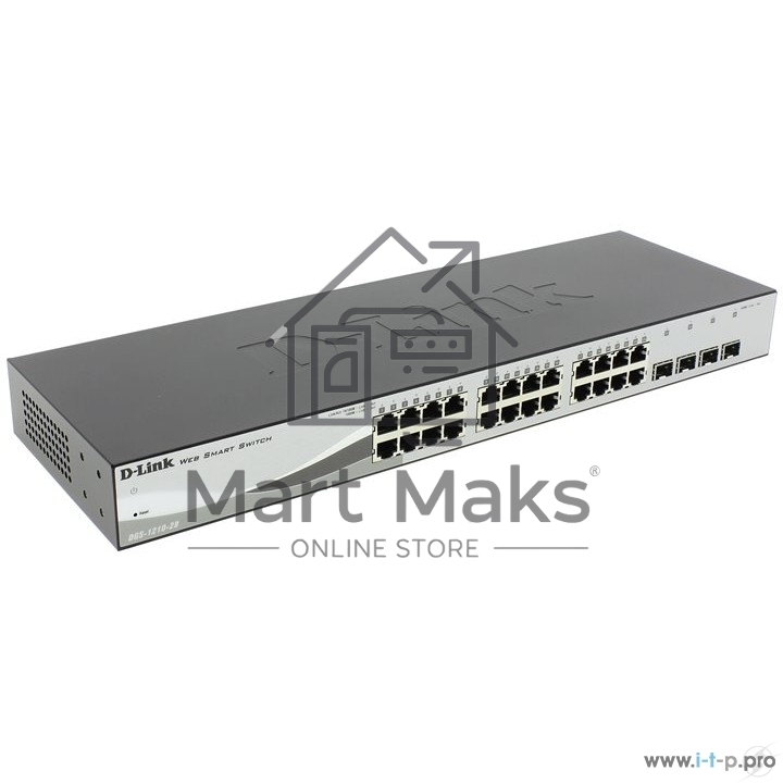 Коммутатор D-Link DGS-1210-28MP/ME/B1A Управляемый коммутатор 2 уровня с 24 портами 10/100/1000Base-T и 4 портами 1000Base-X SFP (24 порта с поддержкой PoE 802.3af/802.3at (30 Вт), PoE-бюджет 370 Вт)
