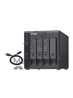 Полка расширения сетевого хранилища без дисков channel QNAP DAS TR-004 4 Bay 2.5/3.5 SATA Type-C USB 3.1 Gen 1 (5 Gb/s ) Direct Attached Storage with Hardware RAID