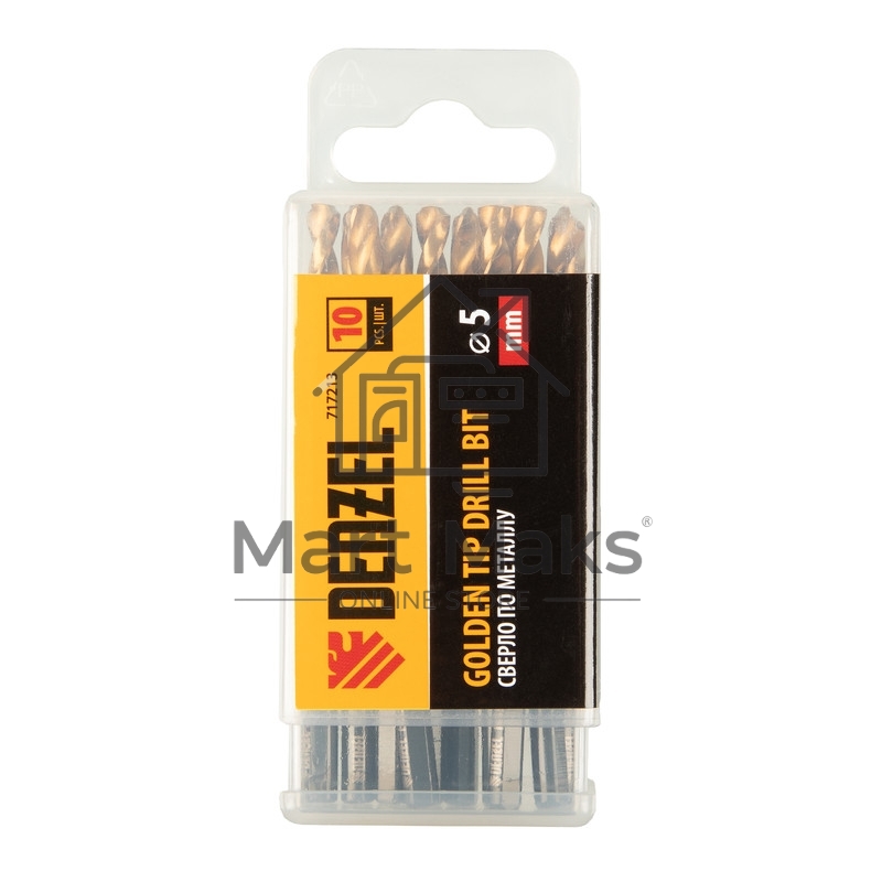 Сверло по металлу, 5 мм, HSS-Tin, Golden Tip, 10 шт. Denzel