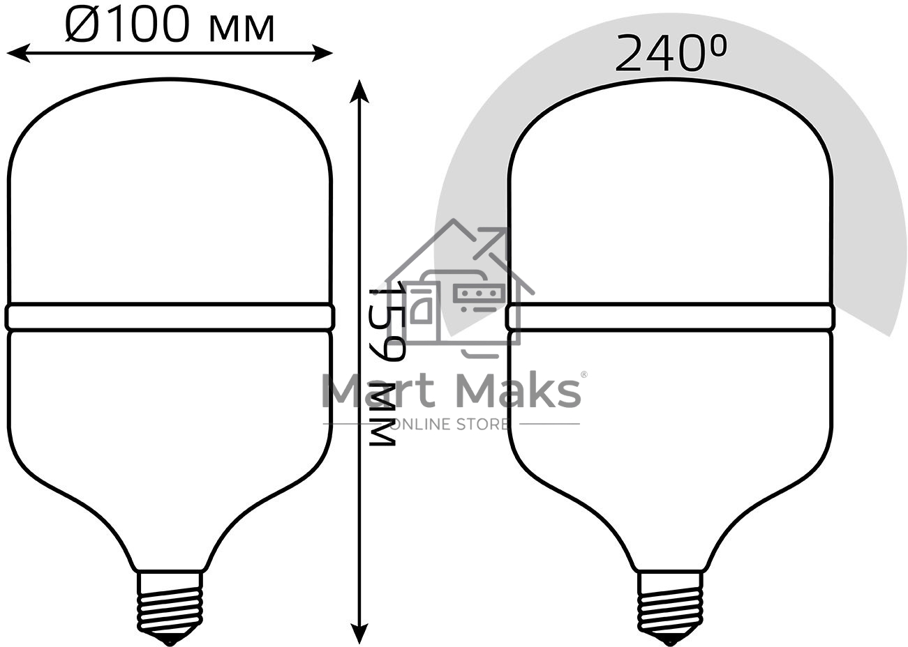 Лампа Elementary T100 32W 2700lm 6500K E27 LED