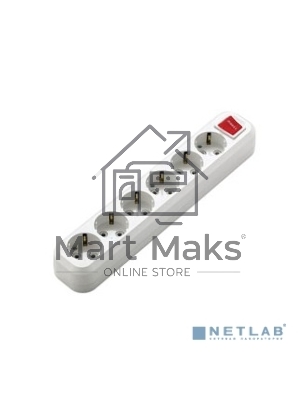 Колодка удлинителя MAKEL MGP231 6 гнезд с заземлением c выключателем