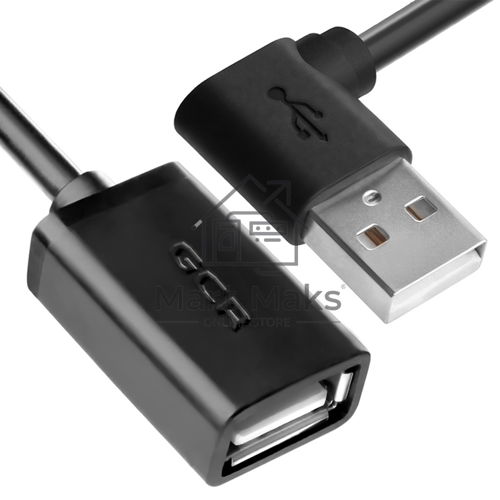 Удлинитель Greenconnect GCR-AUEC6M-1.5m USB AM угловой/AF, черный, 28/28 AWG, морозостойкий
