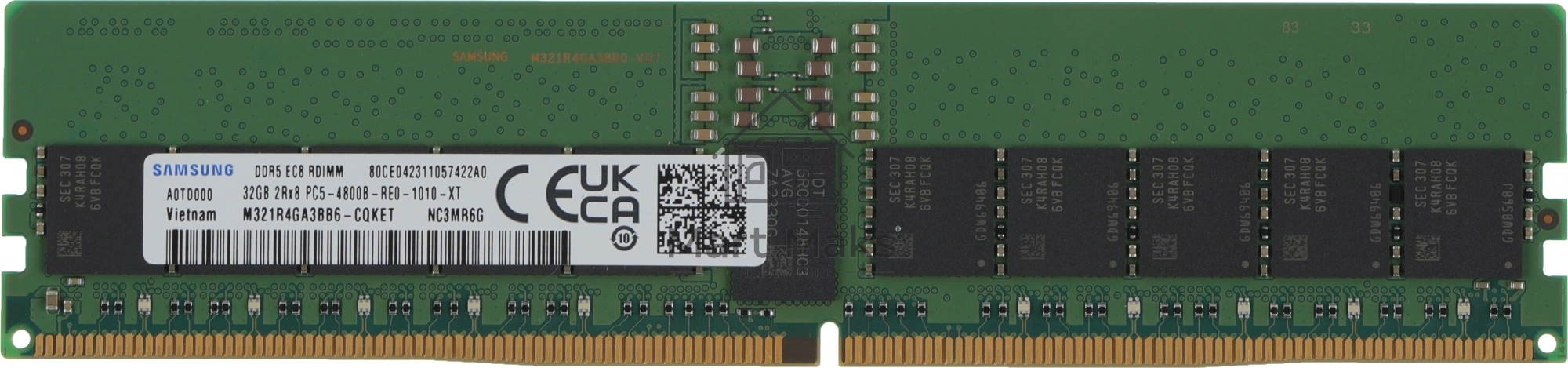 Оперативная память Samsung, DDR5, 32GB (1x32GB), 4800MHz, CL40, ECC, RDIMM, OEM