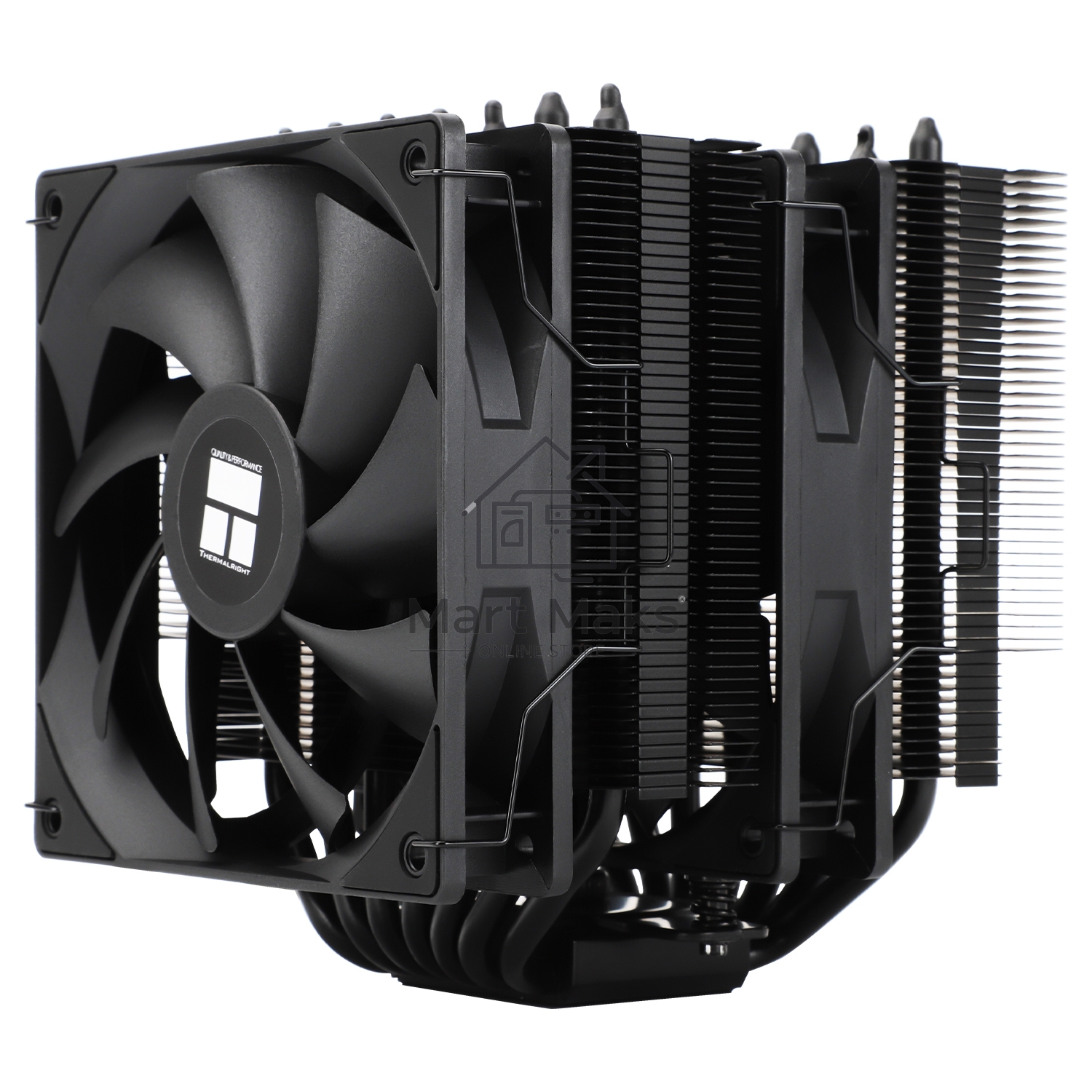 Кулер для процессора Thermalright Phantom Spirit 120 SE черный (4-pin PWM, 154mm, Ni/Cu, 7x6mm, 2x120mm, 66.17CFM, 25.6dBA, 1500RPM, S: 1200, 1700, 1851, 115X, AM4, AM5, silver, black)