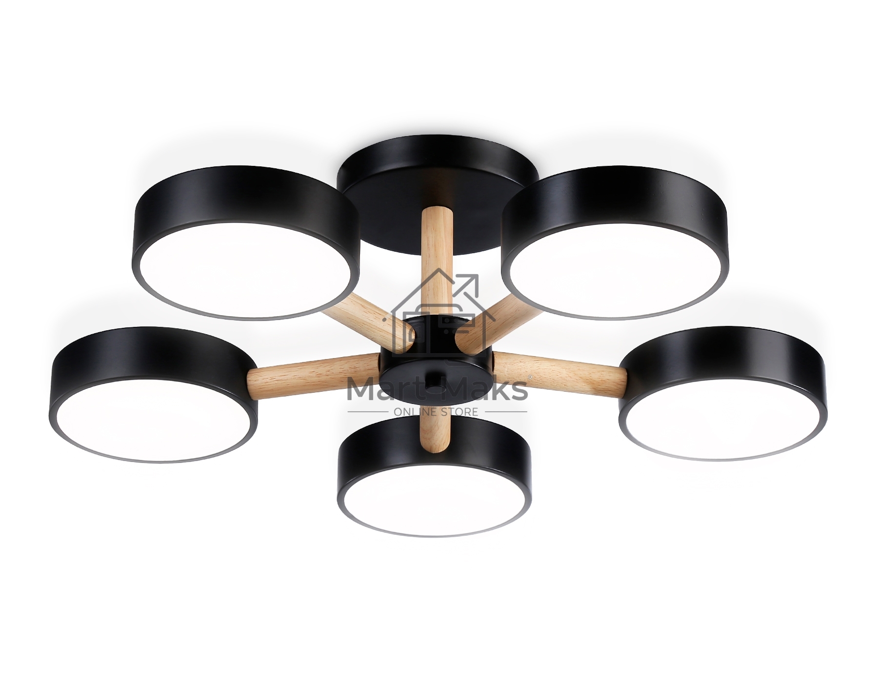 Светильник Ambrella light FL4828/5 BK черный 3000K-6400K 65W D580*160 (ПДУ ИК)