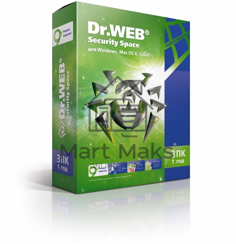ПО DR.WEB Security Space 3 ПК/1 год (BHW-B-12M-3-A3/AHW-B-12M-3-A2)