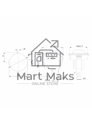 Выключатель клавишный Rexant круглый 250V 3А (2с) ON-OFF черный Micro