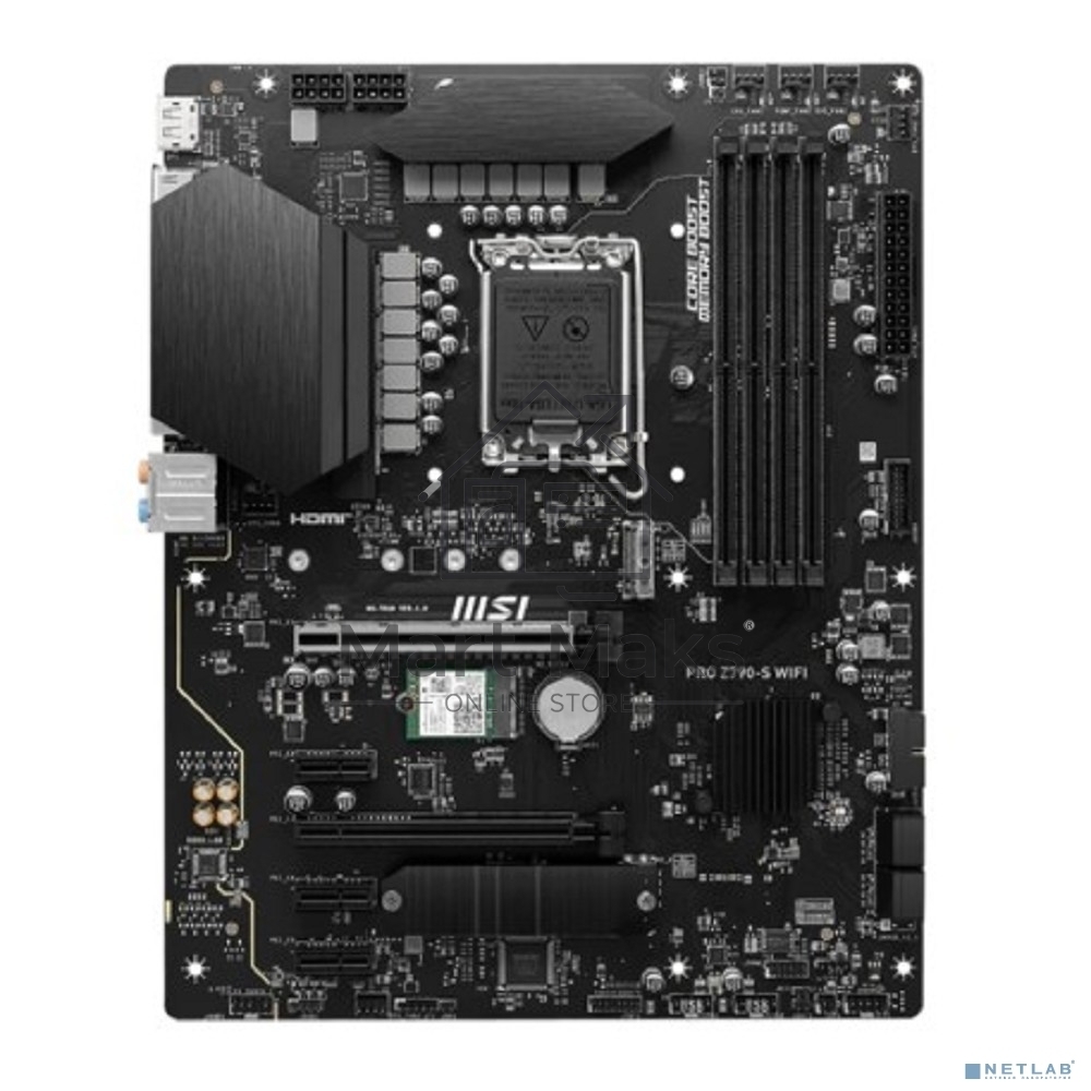 Материнская плата MSI PRO Z790-S WIFI, LGA 1700, ATX, 4xDDR5, 1xPCIe 5.0 x16, 4xM.2, 4xSATA, 1xHDMI, 1xDP, 2.5 Gigabit Ethernet, 7.1 аудио