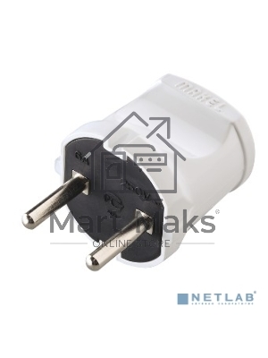 Вилка без заземления белая MAKEL 10001