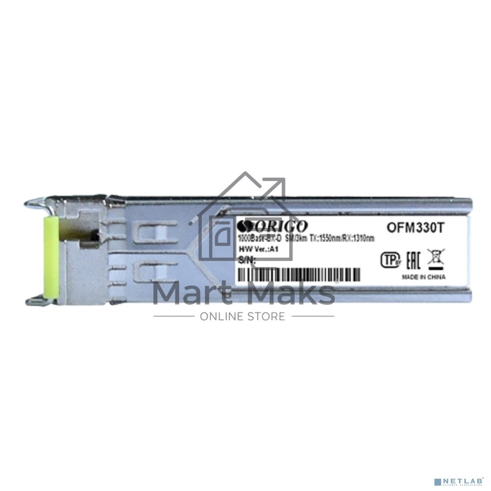 Трансивер ORIGO OFM330T/10KM WDM SFP Transceiver, 1000Base-BX-D, Simplex LC, TX: 1550nm, RX: 1310nm, Single-mode, 10KM