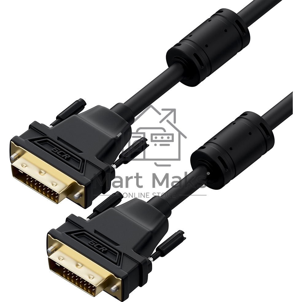 Кабель Greenconnect GCR-DM2DMC2-7.0m PROF 7.0m DVI-D, черный, GOLD, ферритовые кольца, OD 8.5mm, 28 AWG, DVI/DVI, 25M/25M, двойной экран