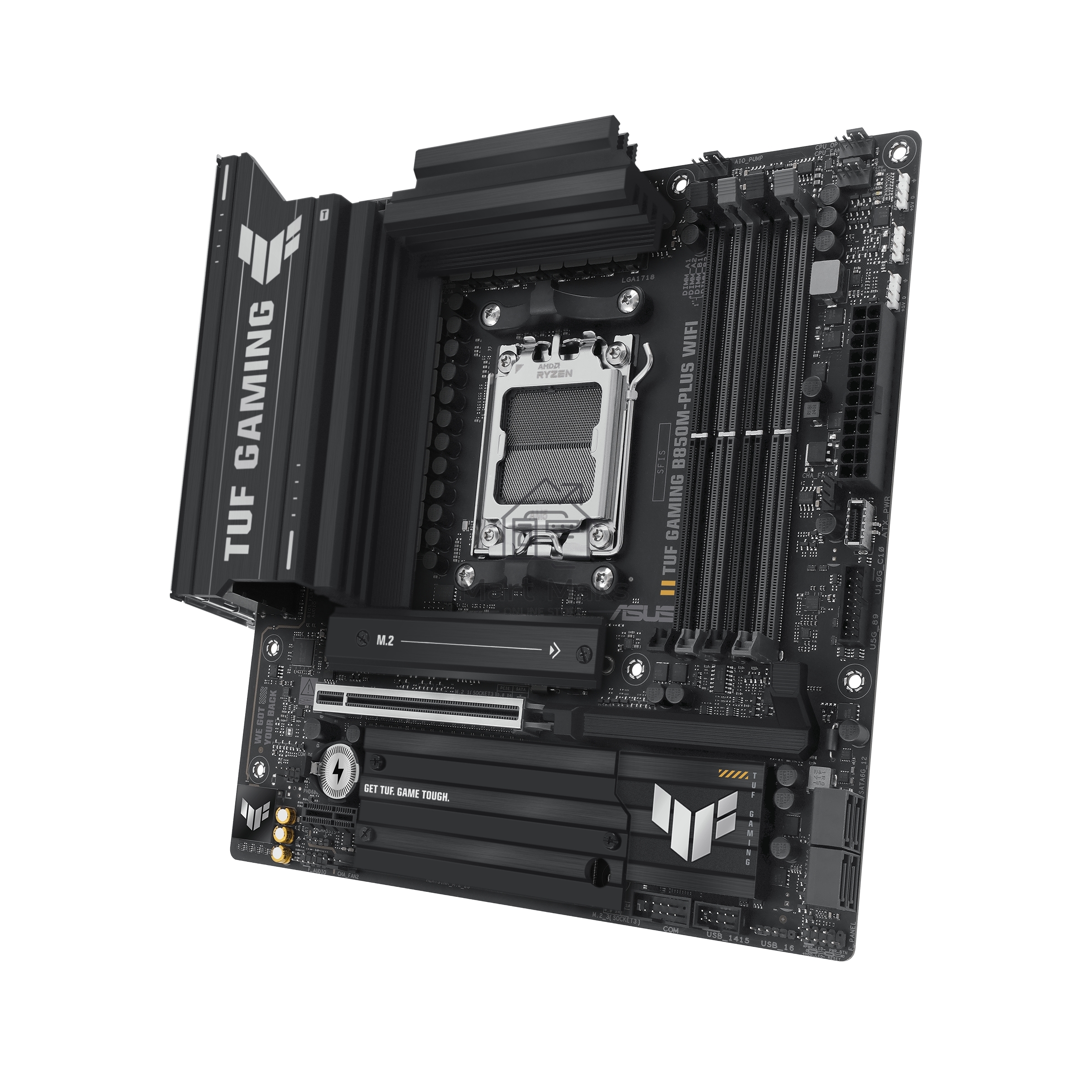 Материнская плата ASUS TUF GAMING B850M-PLUS WIFI, AM5, AMD B850, 4xDDR5, 4xSATA, 3xM.2, 1xPCIe 4.0 x16, 1xHDMI, 1xDP, 1x 2.5Gb LAN, 1xUSB-C 20Gbps, 3xUSB-A 10Gbps, 4xUSB-A 5Gbps, 4xUSB-A 2.0, 7.1, micro-ATX