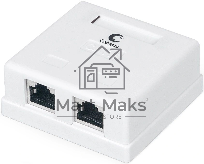 Розетка компьютерная RJ-45(8P8C) Cabeus WS-8P8C-Cat.6-SH-2 категория 6, экранированная, двойная, внешняя, Dual IDC