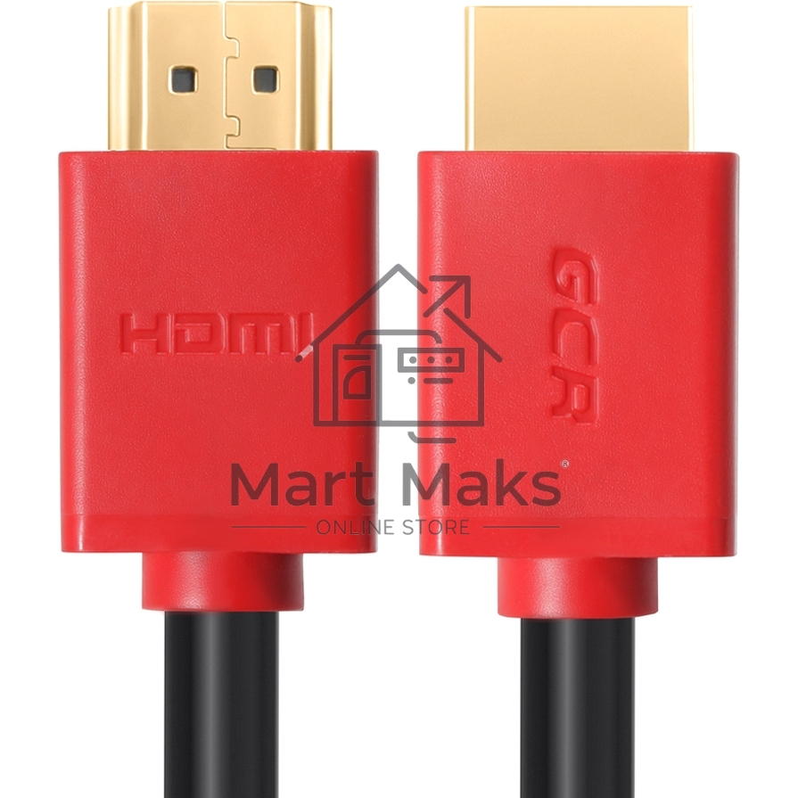 Кабель GCR 2.0m HDMI версия 1.4, черный, красные коннекторы, OD7.3mm, 30/30 AWG, позолоченные контакты, Ethernet 10.2 Гбит/с, 3D, 4K GCR-HM450-2.0m, экран