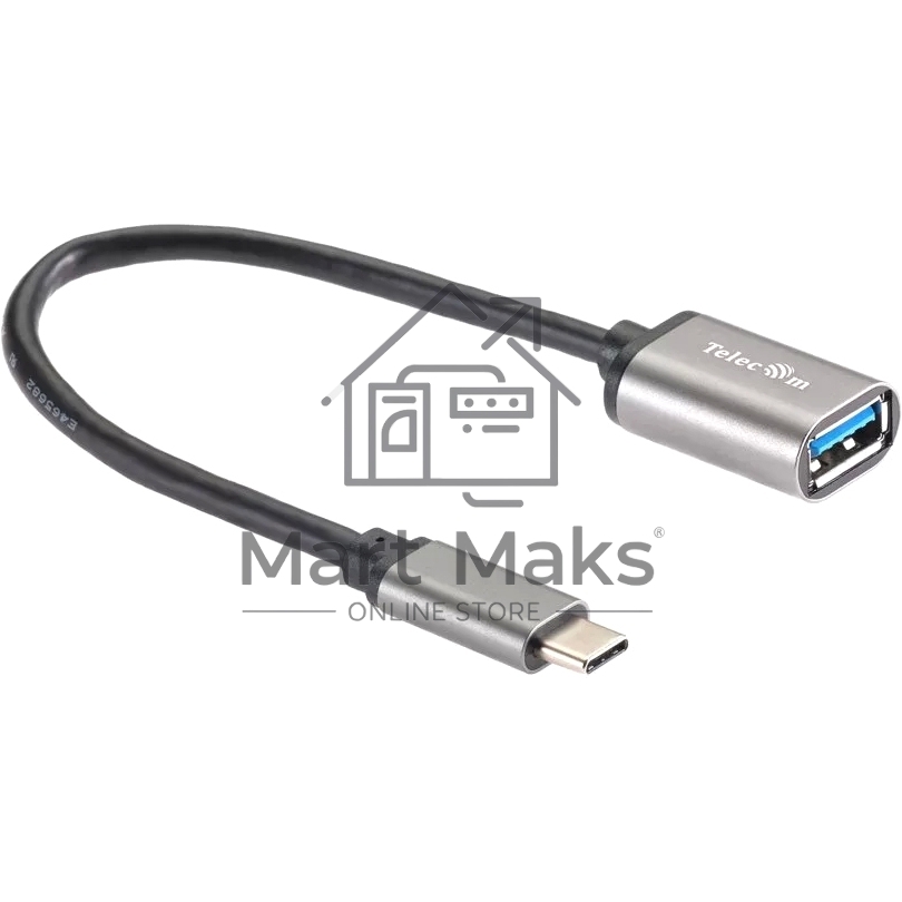 Кабель-адаптер Type-Cm --> USB 3.0 Af, OTG, 1,5A, 5,0Gbps, Alum grey 0,2m Telecom (TC409M)