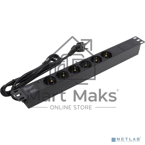 Блок розеток горизонтальный ExeGate ServerPro PDU-19H602 Al-6S-EU2, 19