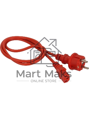 Шнур питания Lanmaster C13-Schuko прямая, 3х0.75, 220В, 10А, красный, 5 метров