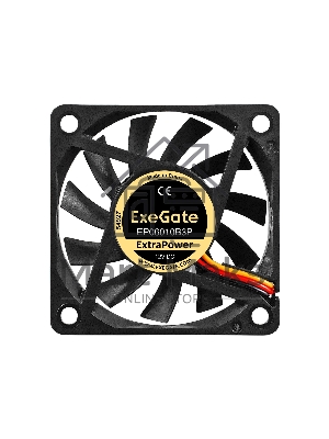Вентилятор для корпуса ExeGate ExtraPower EP06010B3P черный, 60 мм, 3000 об/мин, 24 дБ, 3 pin