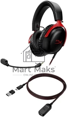 Наушники с микрофоном HyperX Cloud III черный/красный 1.2м мониторные оголовье (727A9AA)