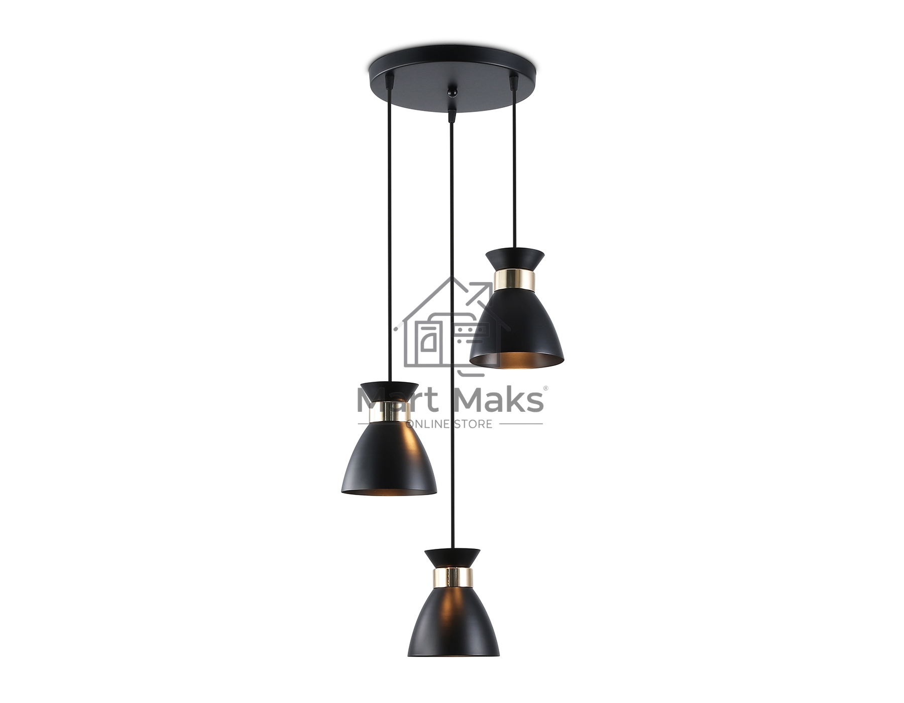 Светильник Ambrella light TR8470/3 BK/FGD черный/золото E27/3 max 60W D340*1000