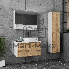 Комплект для ванной, 3 предмета (Тумба Bau Dream Blackwood 80, раковина BAU Nimb 50х36, смеситель для раковины высокий Hotel Black, черный)
