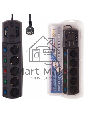 Сетевой фильтр Most EHV 2м (5 розеток) черный (коробка)