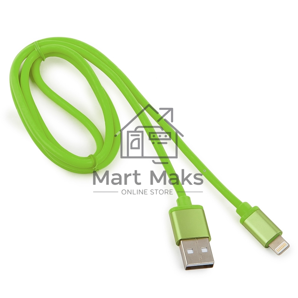 Кабель Cablexpert для Apple CC-S-APUSB01Gn-1M, AM/Lightning, серия Silver, длина 1м, зеленый, блистер 