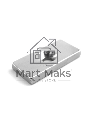 Неодимовый магнитный прямоугольник 20х10х3 мм с зенковкой 6,5х3 мм (упаковка 2 шт.)