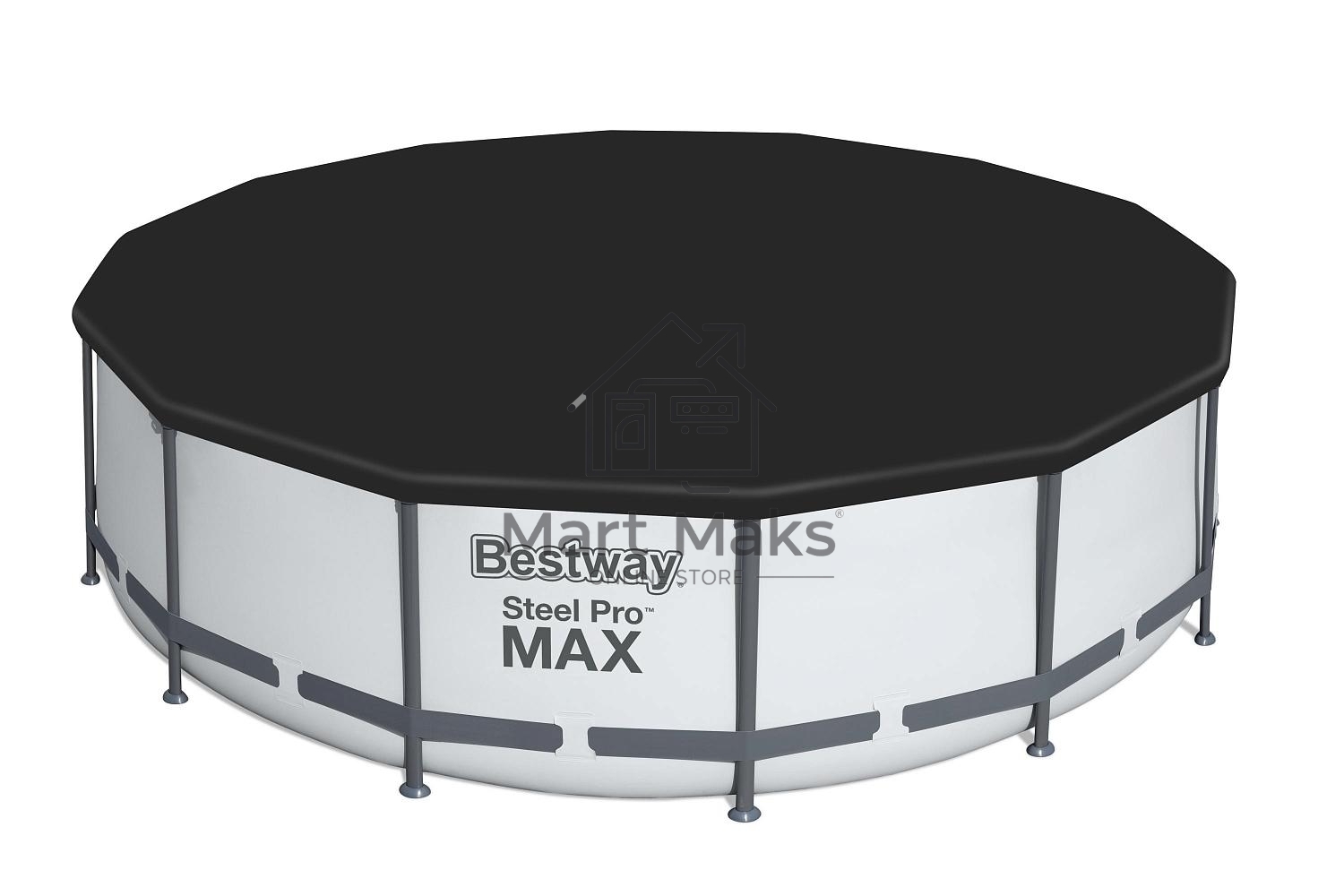 56950 BW, Bestway, Каркасный бассейн Steel Pro Max 427х107см, 13030л, фил.-насос 3028л/ч, лестница, тент, уп.1