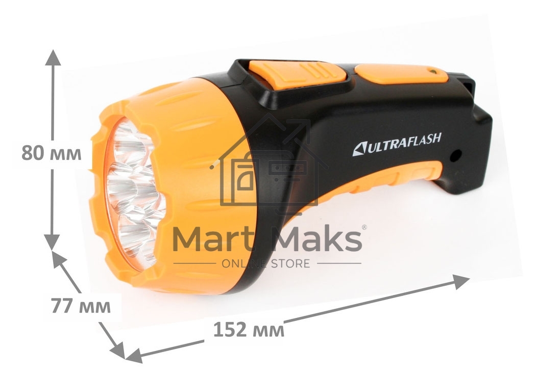 Фонарь LED 3807 (аккум 220В черн/жел. 7 LED; 2 режима SLA пласт. короб) Ultraflash 9216