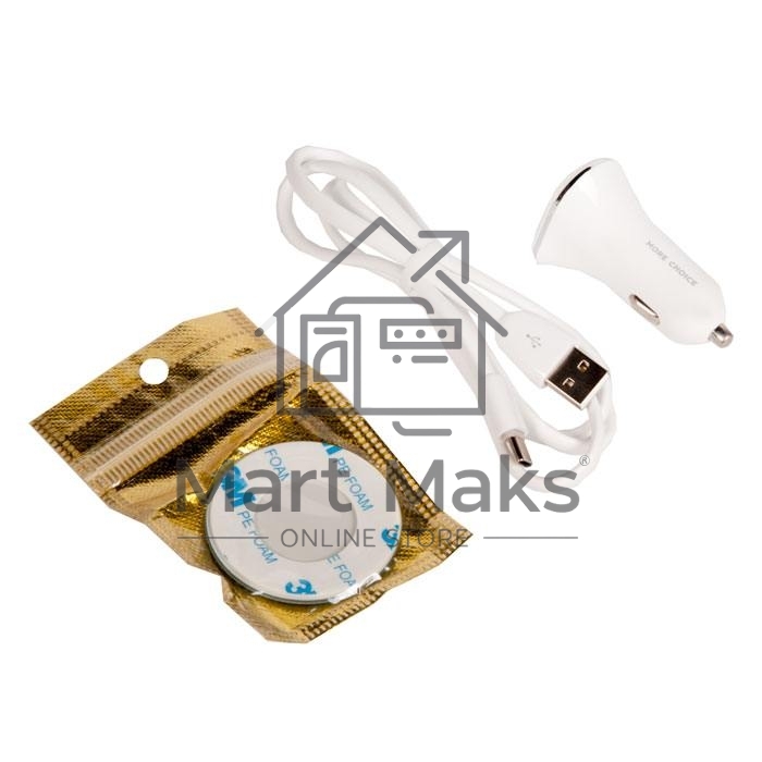 Автомобильная зарядка (от прикуривателя) 2USB 2.4A для Type-C More choice AC22a, белый