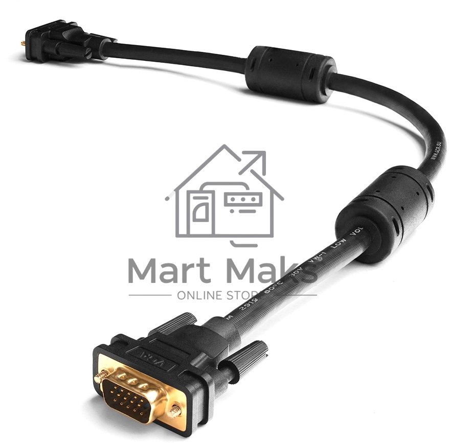 Кабель Greenconnect SVGA 7.0м черный, позолоченные контакты, ферритовые кольца, OD8.0mm. 15M / 15M Premium GCR-VM2VM2-7.0m, 28/28 AWG, двойной экран