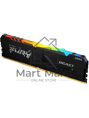 Оперативная память Kingston Fury Beast, DDR4, 16Gb (1x16GB), 3200MHz, CL16, DIMM, с радиатором, RGB, черный