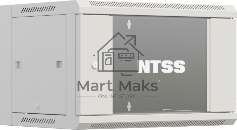 Шкаф коммутационный NTSS Премиум (NTSS-W6U6045GS-2) настенный 6U 600x450мм пер.дв.стекл 60кг серый IP20 сталь