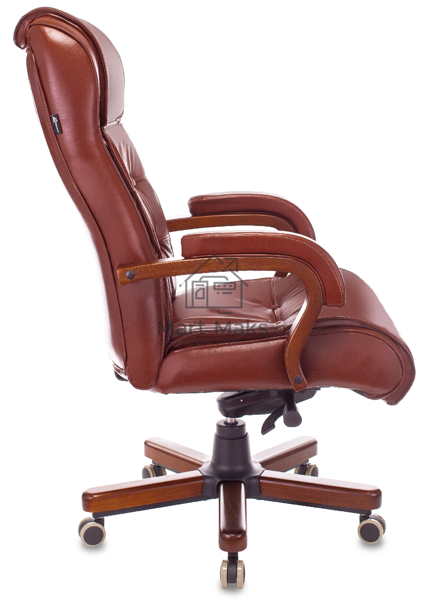 Кресло руководителя Бюрократ T-9926WALNUT светло-коричневый Leather Eichel, кожа, крестовина металл/дерево