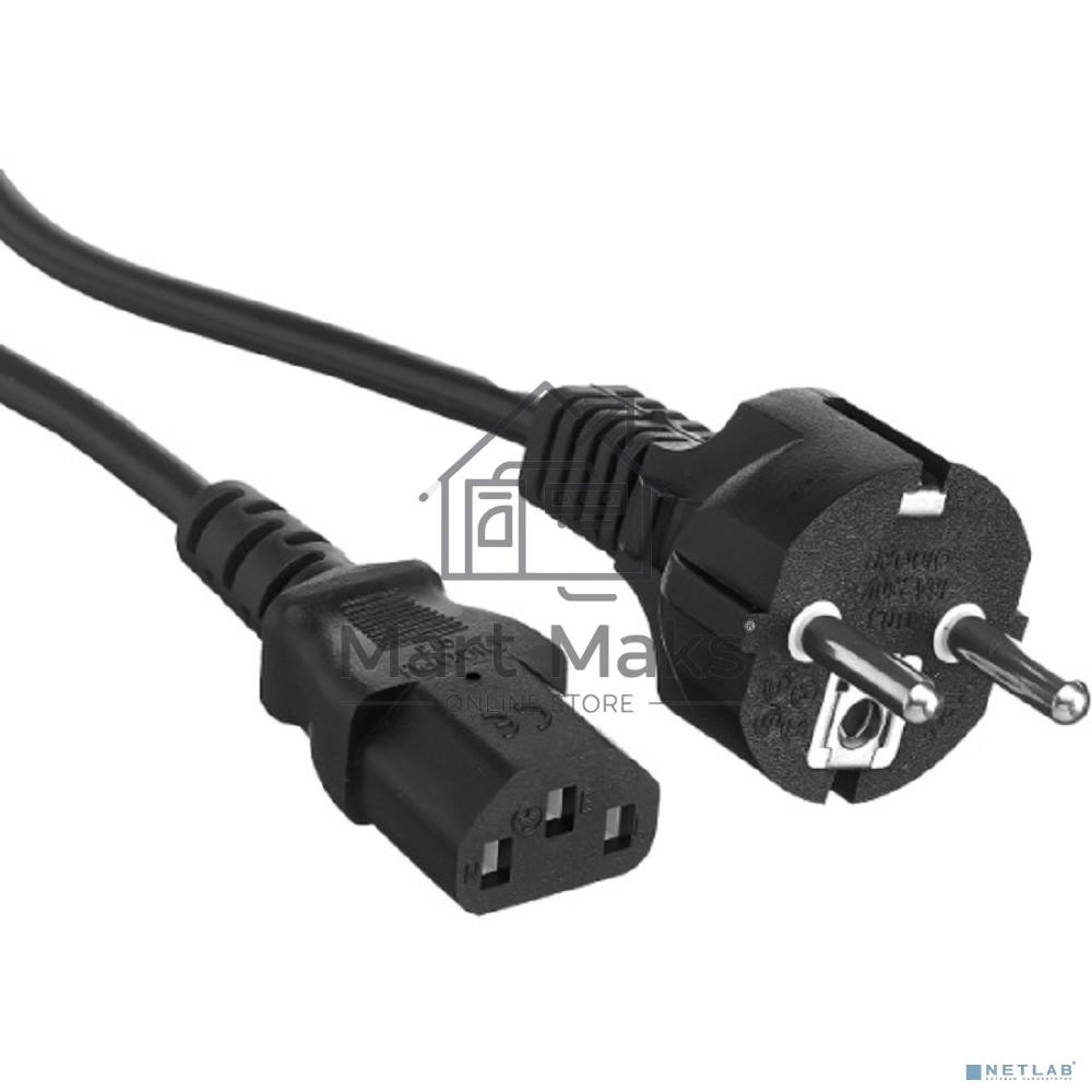 Кабель питания ExeGate Power PC-3P (Евровилка Schuko->С13) VDE-250V-3*1.0-CU, 10A, черный, 3м