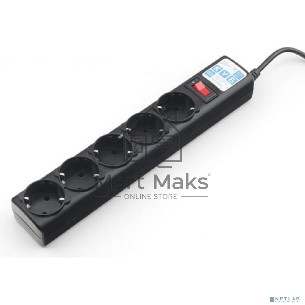 Сетевой фильтр Powercube SPG5-10M 10м (5 розеток) черный (коробка)