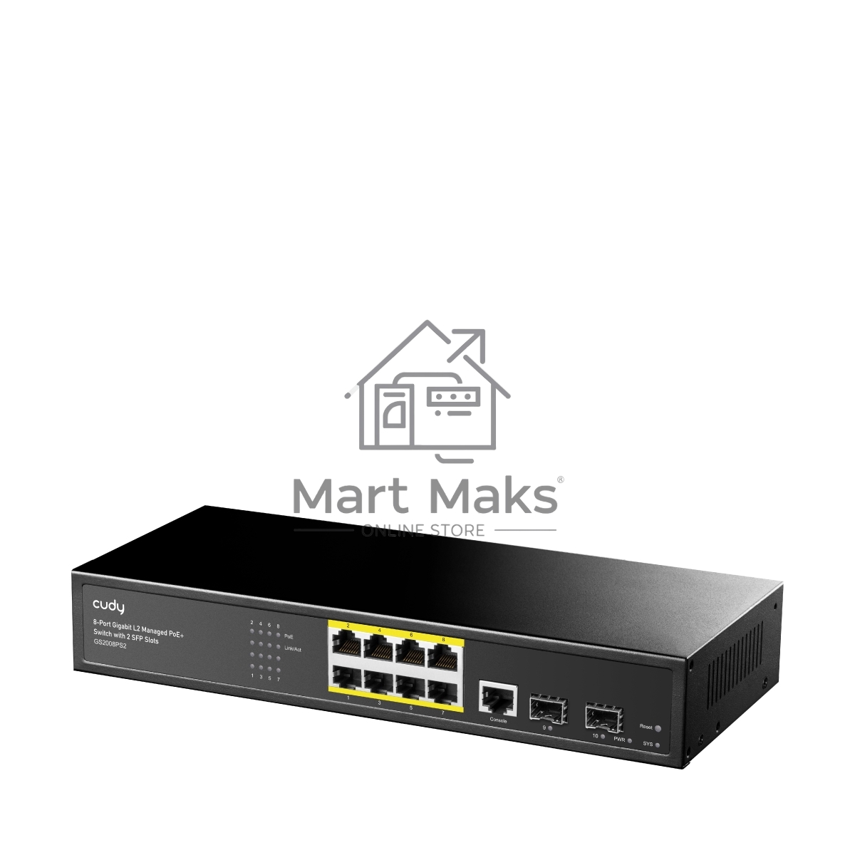 Коммутатор Cudy GS2008PS2 (L2) 8x1Gbит/с 2SFP 8PoE+ 120W управляемый