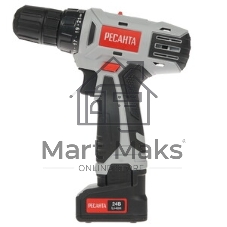 Дрель-шуруповерт Ресанта ДА-24-2ЛК, 24 В, 2 Ач, 60 Нм, щеточный