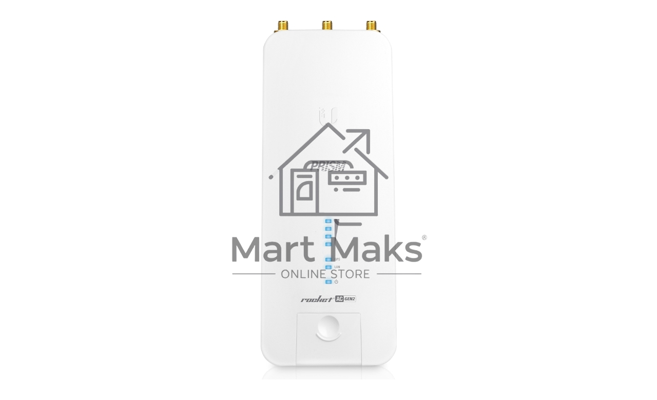 Точка доступа UBIQUITI RP-5AC-Gen2 Rocket 5AC PRISM Gen 2 Радиоустройство 5 ГГц, PtMP/PtP, airMAX ac, 2x RP-SMA, фильтры airPrism, GPS Sync
