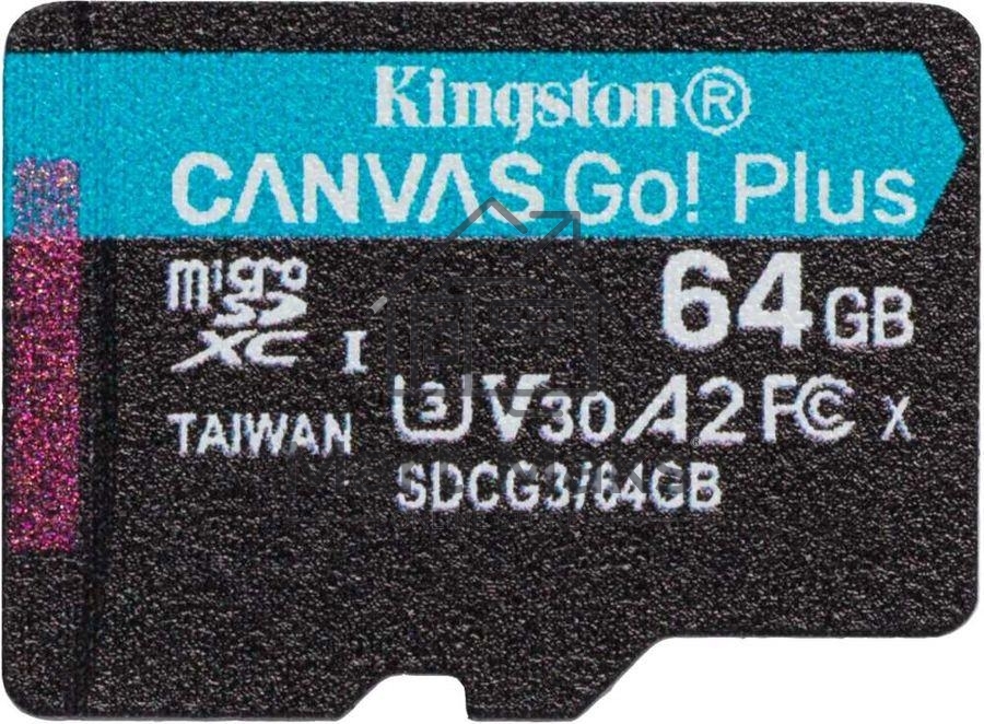 Флеш карта Kingston 64GB microSDXC Canvas Go Plus 170R A2 U3 V30 Single Pack w/o ADP EAN: 740617301175