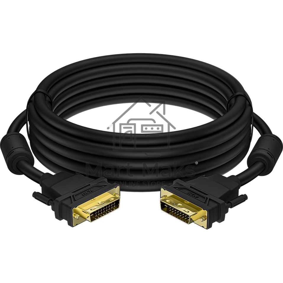 Кабель Greenconnect GCR-DM2DMC2-7.0m PROF 7.0m DVI-D, черный, GOLD, ферритовые кольца, OD 8.5mm, 28 AWG, DVI/DVI, 25M/25M, двойной экран
