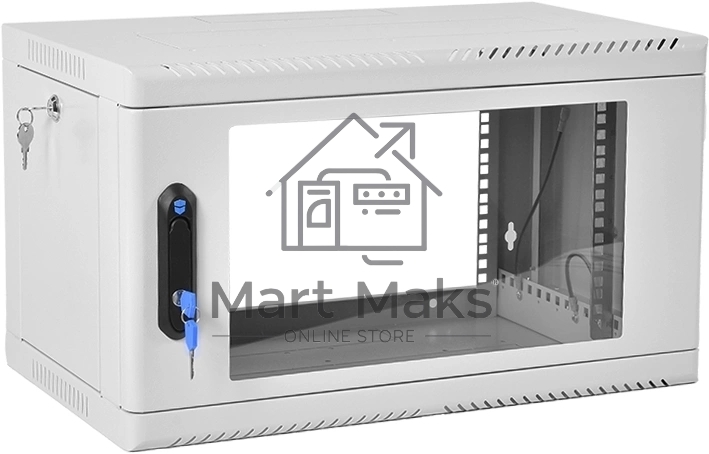 Шкаф коммутационный ЦМО (ШРН-6.350) настенный 6U 600x350мм пер.дв.стекл 200кг серый 300мм 180град.