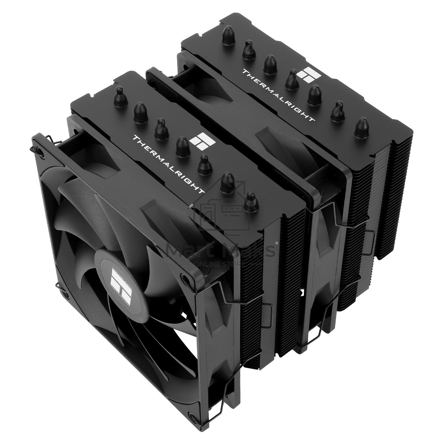 Кулер для процессора Thermalright Phantom Spirit 120 SE черный (4-pin PWM, 154mm, Ni/Cu, 7x6mm, 2x120mm, 66.17CFM, 25.6dBA, 1500RPM, S: 1200, 1700, 1851, 115X, AM4, AM5, silver, black)